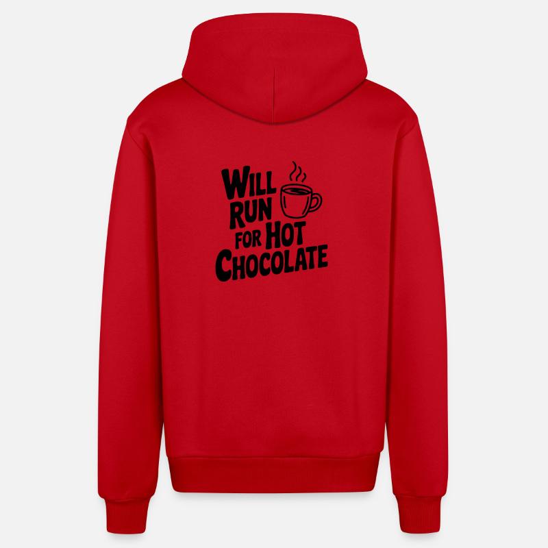 Courra pour le chocolat chaud - Veste à capuche bio décontractée fabriquée en UE - rouge
