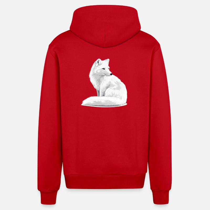 Illustration du Renard Blanche-Neige - Veste à capuche bio décontractée fabriquée en UE - rouge