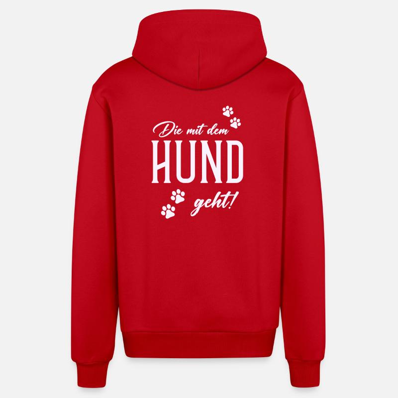 Hund und Gassi Stil - Organic Relaxed Kapuzenjacke Made in EU - Rot