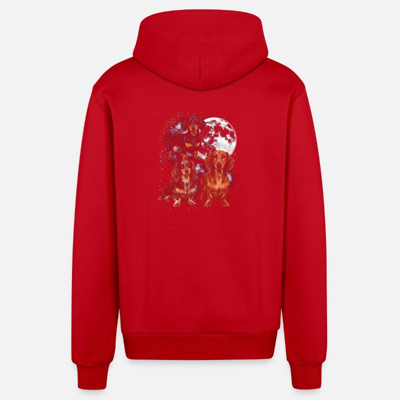 Teckel dans la lune spatiale - Veste à capuche bio décontractée fabriquée en UE - rouge