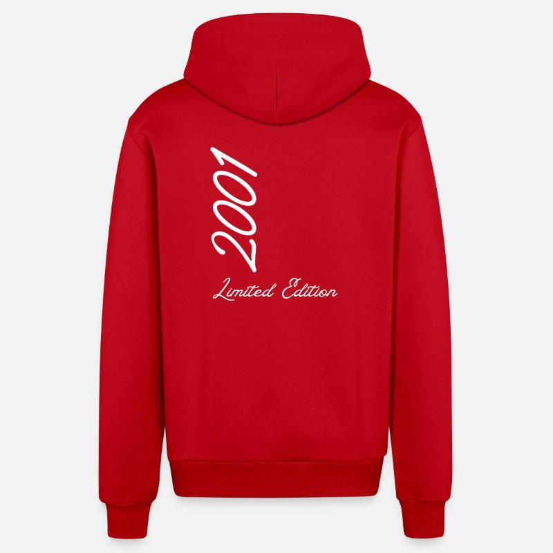 Année 2001 édition limitée - Veste à capuche bio décontractée fabriquée en UE - rouge