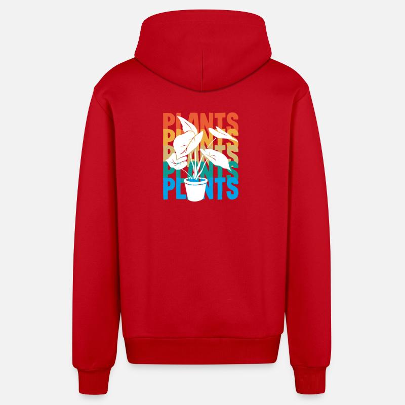Succulentes Rétro Plant Lovers - Veste à capuche bio décontractée fabriquée en UE - rouge