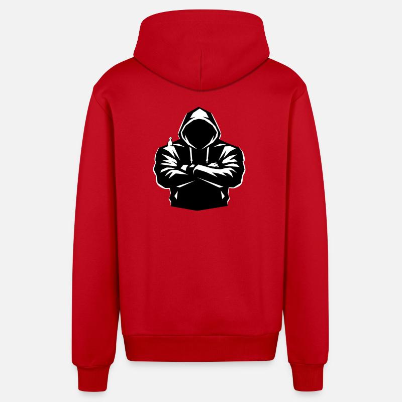 Kapuzenpulli-Figur und Vogel - Organic Relaxed Kapuzenjacke Made in EU - Rot