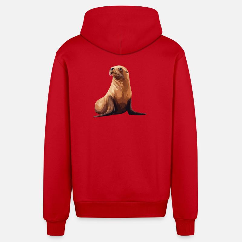 Lions de mer Lion de mer - Veste à capuche bio décontractée fabriquée en UE - rouge