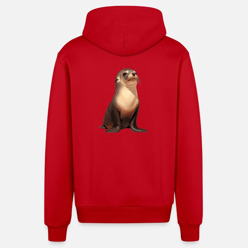 Lions de mer Lion de mer - Veste à capuche bio décontractée fabriquée en UE - rouge
