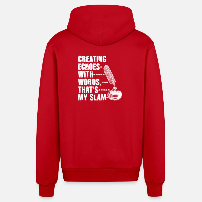 Slam d’Encrier : Échos de mots - Veste à capuche bio décontractée fabriquée en UE - rouge