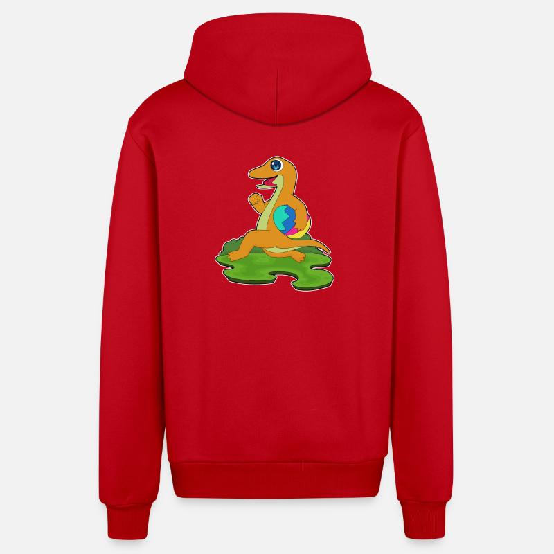 Œuf de Pâques de Lézard - Veste à capuche bio décontractée fabriquée en UE - rouge