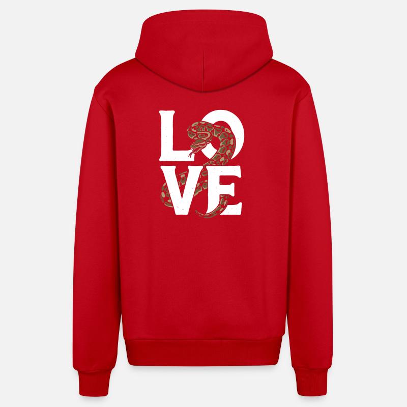 Königspython Schlangen LOVE Terrarium Python - Organic Relaxed Kapuzenjacke Made in EU - Rot