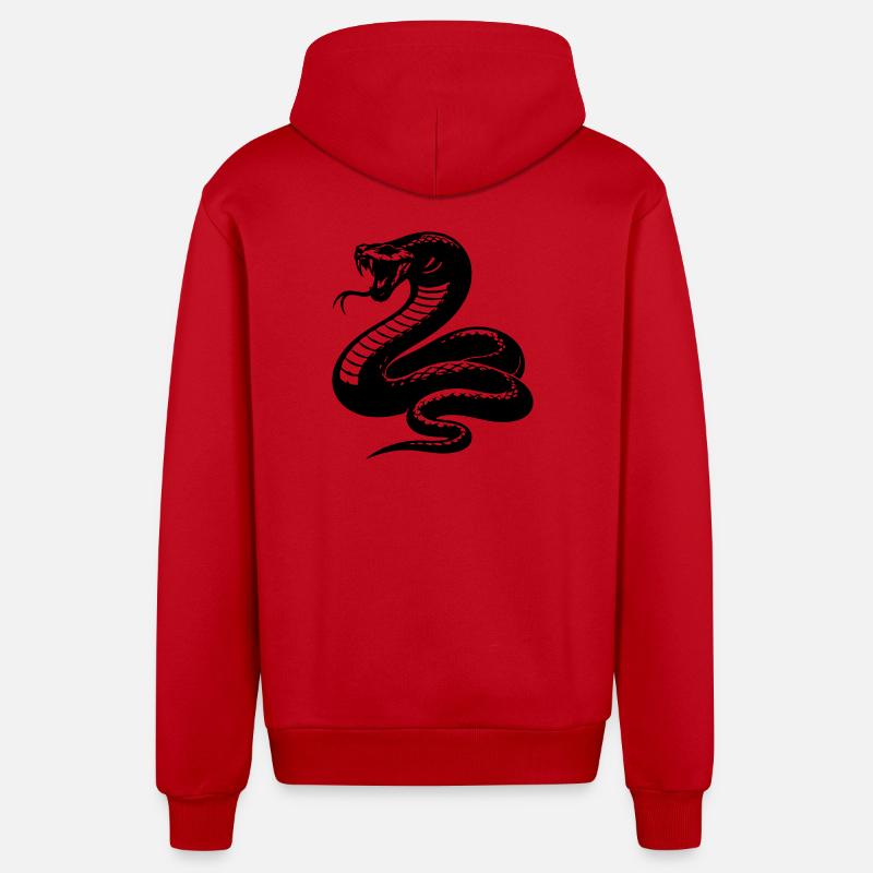 Snake Python Silhouette - Organic Relaxed Hooded Jacket Made in EU - red
