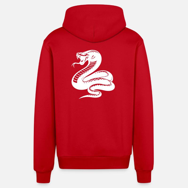 Silhouette du python serpent - Veste à capuche bio décontractée fabriquée en UE - rouge