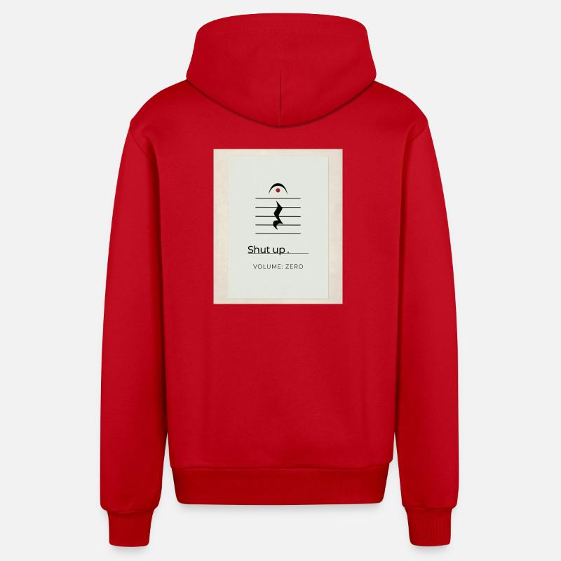 Shut up – Volume Zero Minimal Design - Organic Relaxed Kapuzenjacke Made in EU - Rot