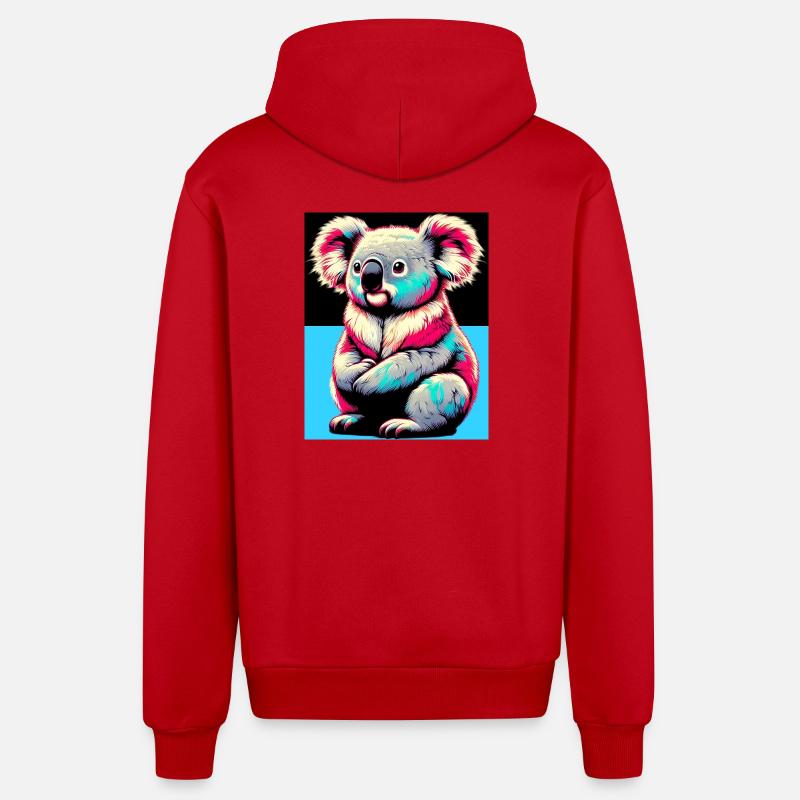 Koala - Veste à capuche bio décontractée fabriquée en UE - rouge