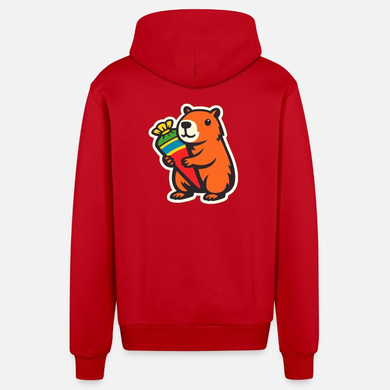Inscription à l’école Capybara - Veste à capuche bio décontractée fabriquée en UE - rouge