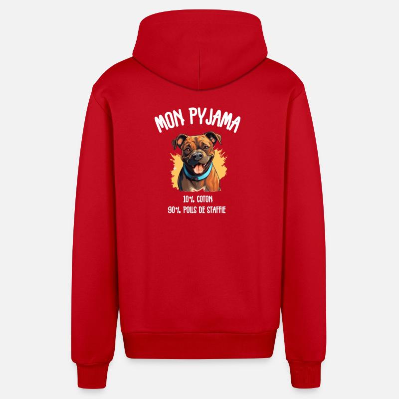Pyjama Drôle Chien Staff - Veste à capuche bio décontractée fabriquée en UE - rouge