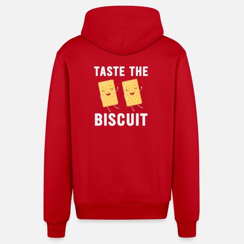 Goûtez le duo biscuit - Veste à capuche bio décontractée fabriquée en UE - rouge