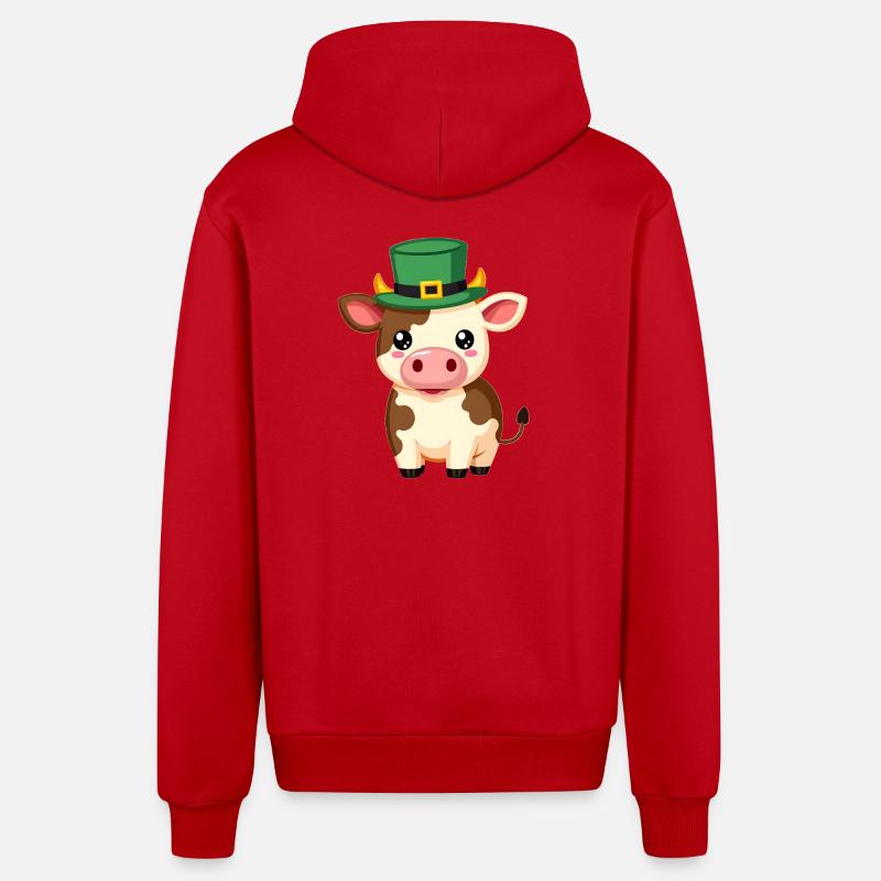 Vache à la Saint-Patrick - Veste à capuche bio décontractée fabriquée en UE - rouge