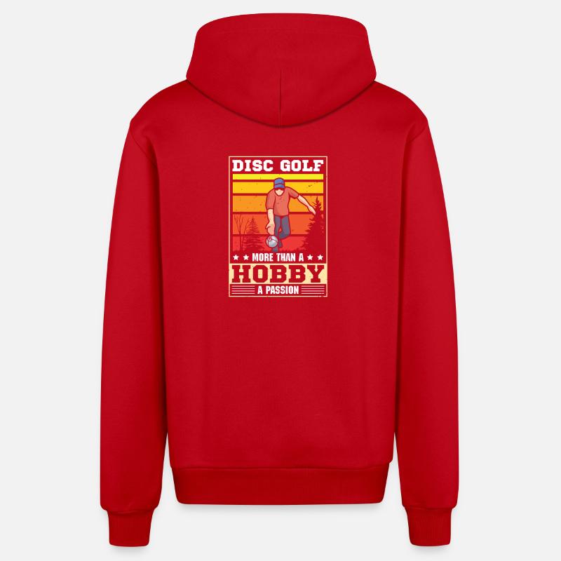 Disc Golf Geschenke Discgolf - Organic Relaxed Kapuzenjacke Made in EU - Rot