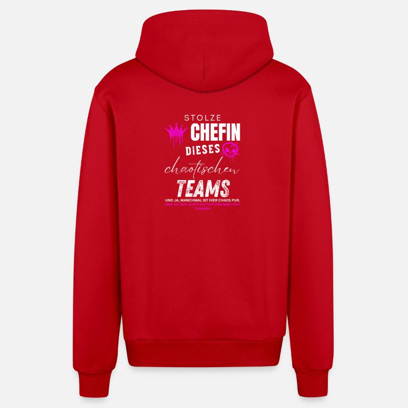 Stolze Chefin chaotisches Team Chefin Geschenke - Veste à capuche bio décontractée fabriquée en UE - rouge