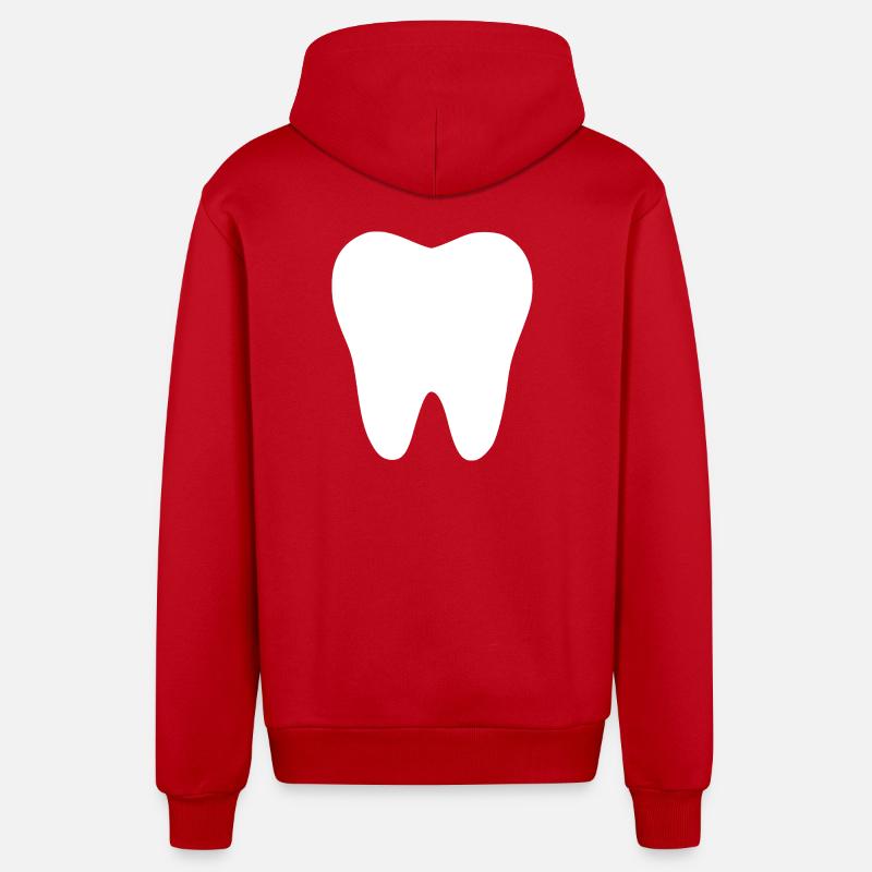 Tooth, Teeth, Dentist Gift - Organic Relaxed Hooded Jacket Made in EU - red