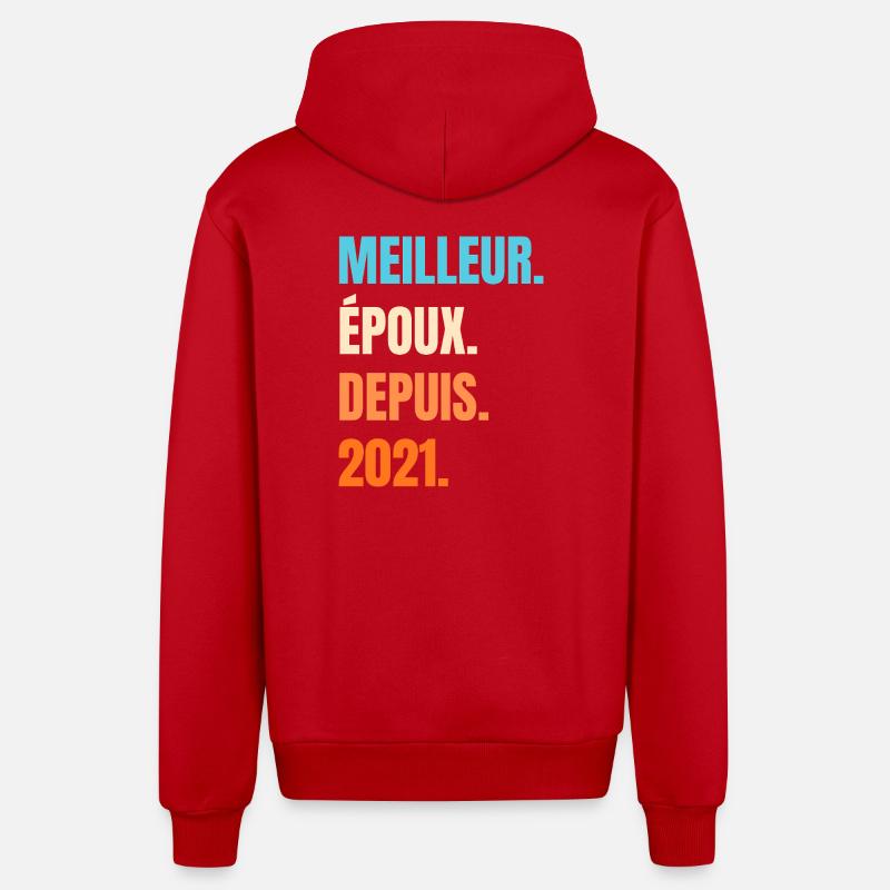 Bester Ehemann seit 2021 Geschenk-Ehemann - Organic Relaxed Kapuzenjacke Made in EU - Rot