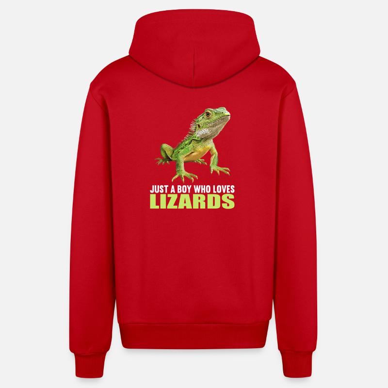 Lézard des lézards - Veste à capuche bio décontractée fabriquée en UE - rouge