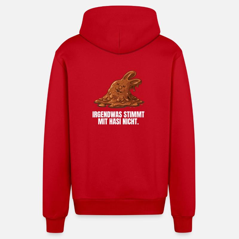 Chocolate Bunny Easter Bunny - Organic Relaxed Hooded Jacket Made in EU - red
