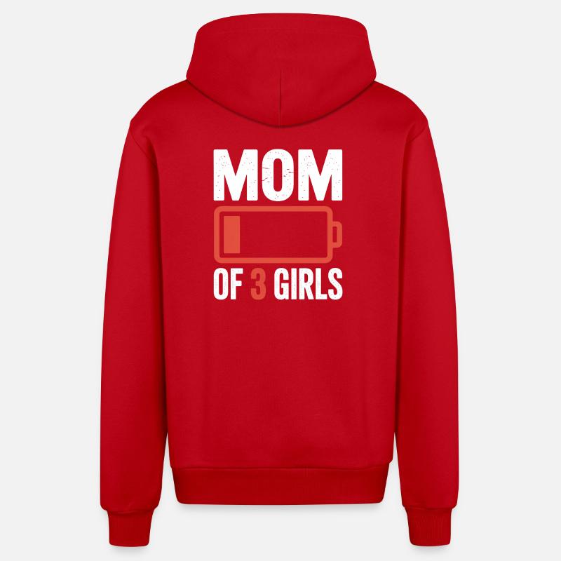 T-shirt Battery de 3 filles - Veste à capuche bio décontractée fabriquée en UE - rouge