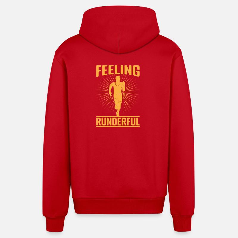 Running Run Feeling Runderful Marathon Runner - Organic Relaxed Kapuzenjacke Made in EU - Rot