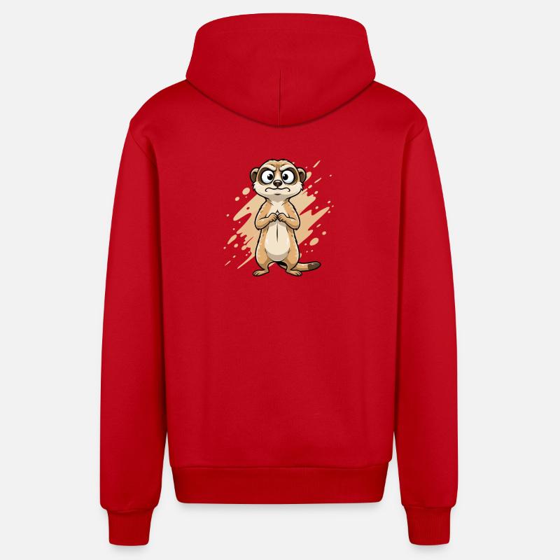 Caricature de Suricate Douteuse - Veste à capuche bio décontractée fabriquée en UE - rouge