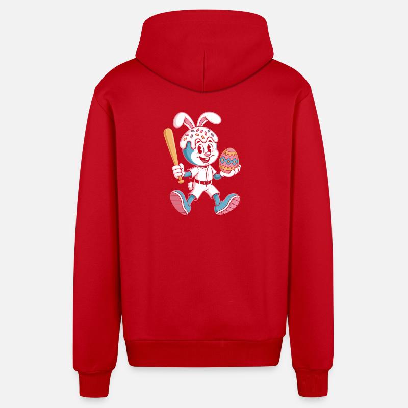 Hoppelhase with Easter egg - Organic Relaxed Hooded Jacket Made in EU - red