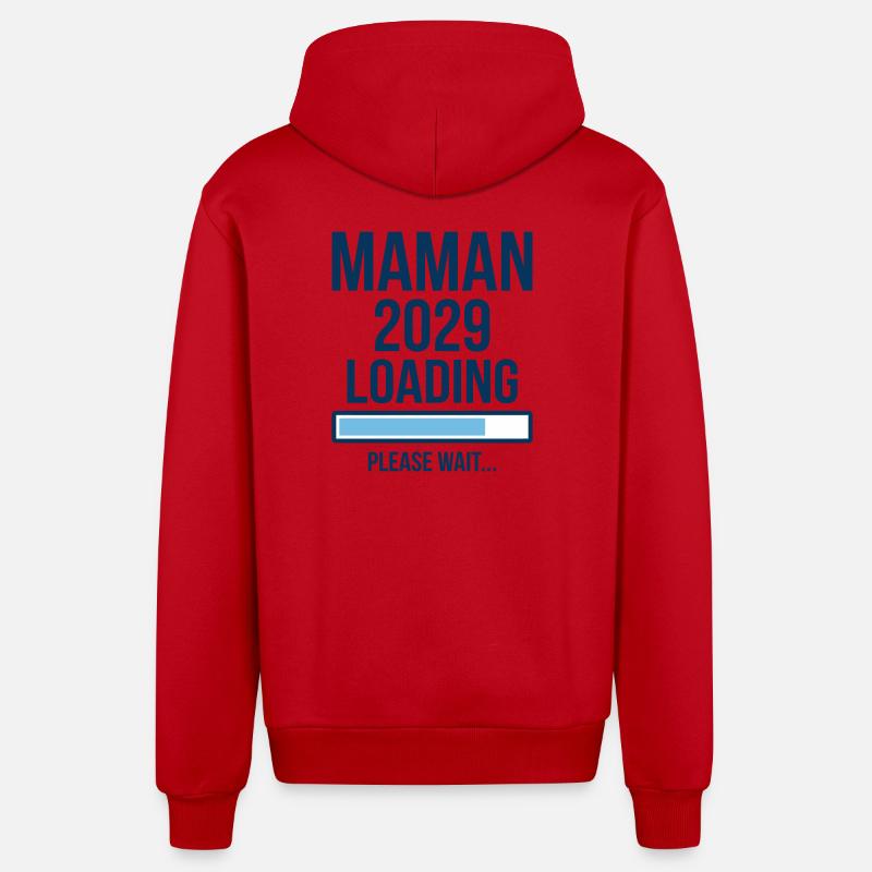 Future Maman 2029 Loading Graphique - Veste à capuche bio décontractée fabriquée en UE - rouge
