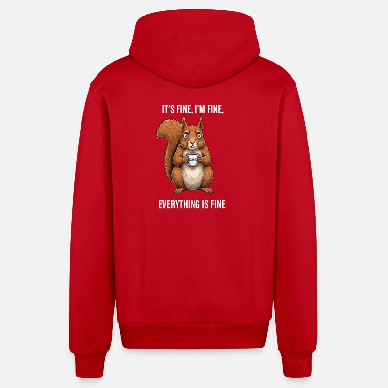 Its Fine Im Fine Kaffee Eichhörnchen - Organic Relaxed Kapuzenjacke Made in EU - Rot