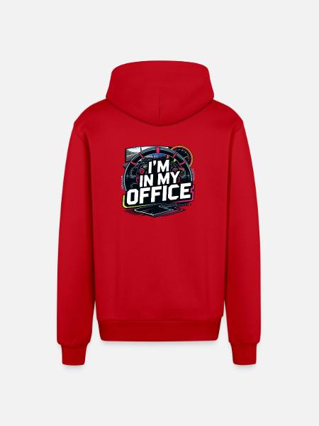 I'm in my office - Organic Relaxed Hooded Jacket Made in EU - red