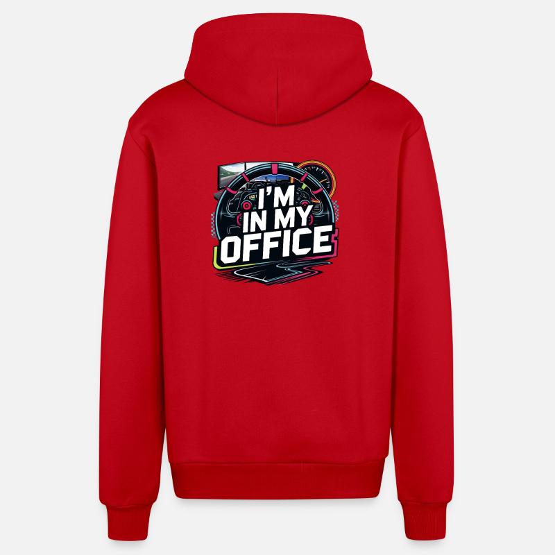 I'm in my office - Organic Relaxed Hooded Jacket Made in EU - red