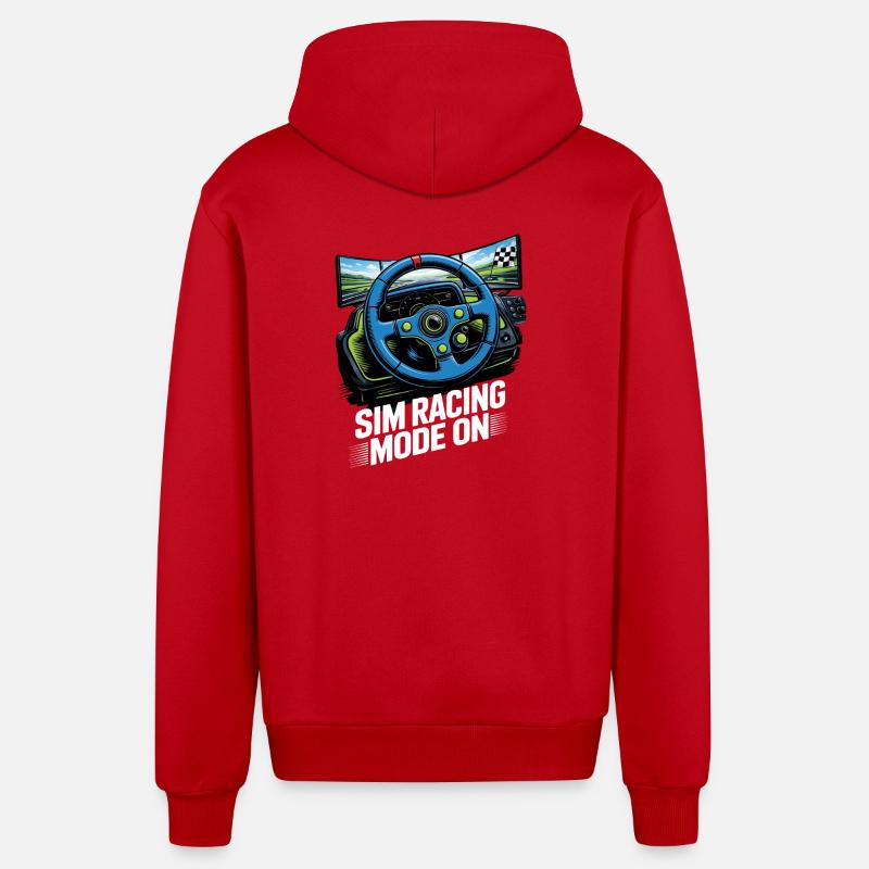 Sim Racing Modус An - Organic Relaxed Kapuzenjacke Made in EU - Rot