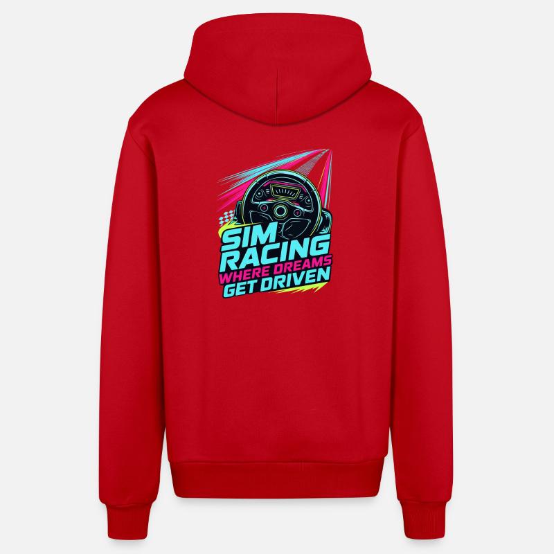 Sim Racing Where Dreams Are Driven - Organic Relaxed Hooded Jacket Made in EU - red