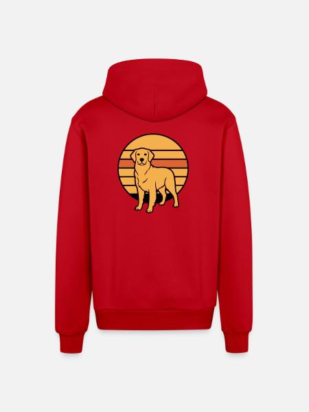 Dog Retriever Retro Sunset - Organic Relaxed Hooded Jacket Made in EU - red