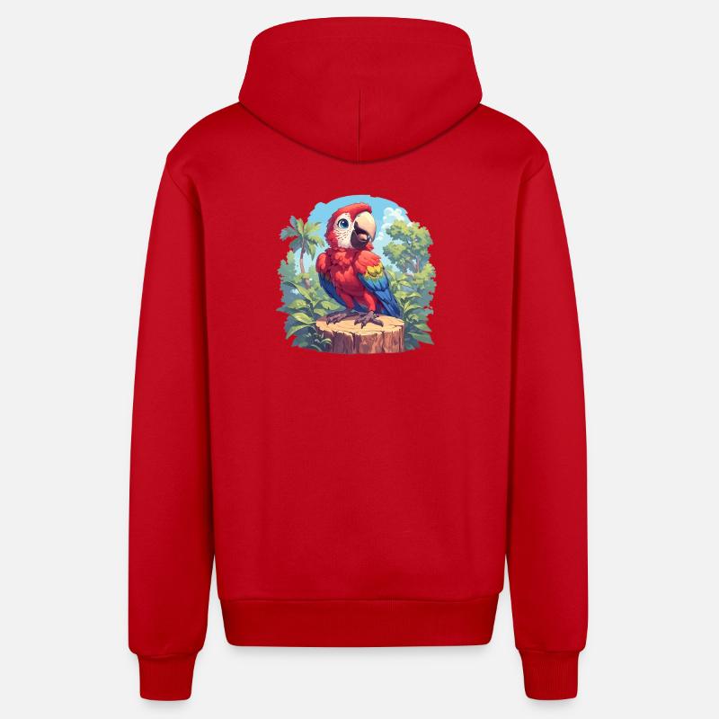 L’ère de l’ara - Veste à capuche bio décontractée fabriquée en UE - rouge