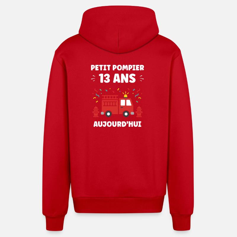 Pompier Treize Ans Aujourd'hui - Veste à capuche bio décontractée fabriquée en UE - rouge