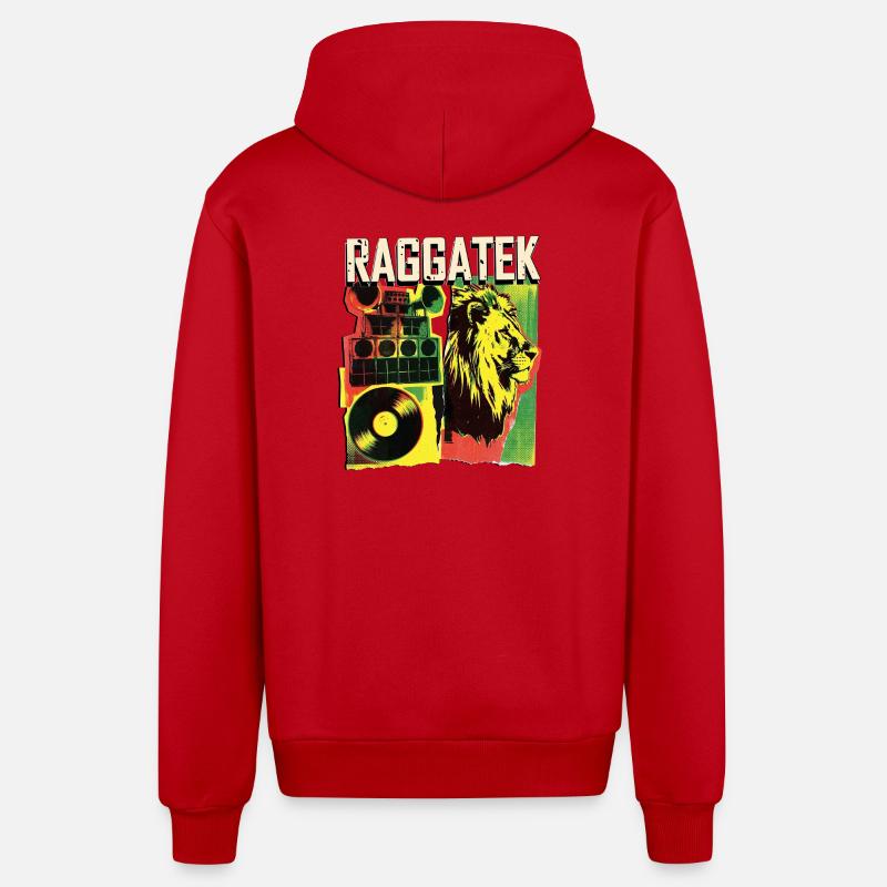 Raggatek Dub Reggae - Veste à capuche bio décontractée fabriquée en UE - rouge