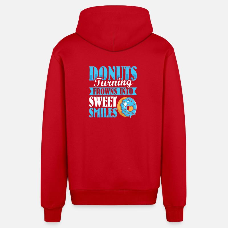 Restauration rapide en donuts - Veste à capuche bio décontractée fabriquée en UE - rouge