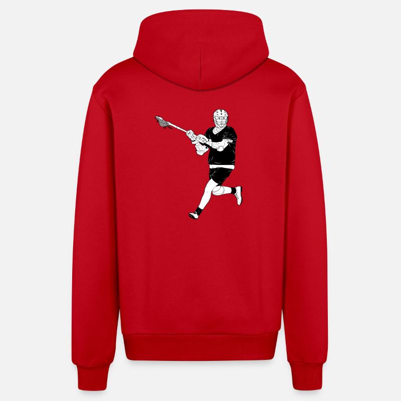 Joueur de crosse noir et blanc - Veste à capuche bio décontractée fabriquée en UE - rouge