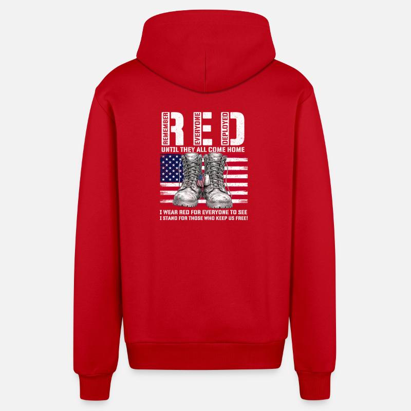 RED Friday Remember Everyone Deployed Home - Organic Relaxed Kapuzenjacke Made in EU - Rot
