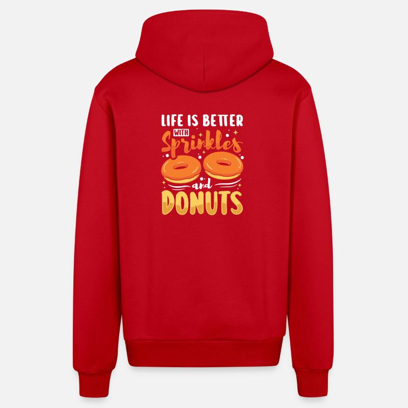 Restauration rapide en donuts - Veste à capuche bio décontractée fabriquée en UE - rouge