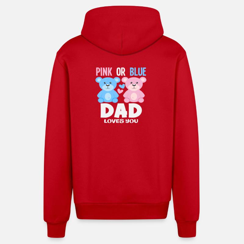 Papa rose ou bleu t’aime - Veste à capuche bio décontractée fabriquée en UE - rouge