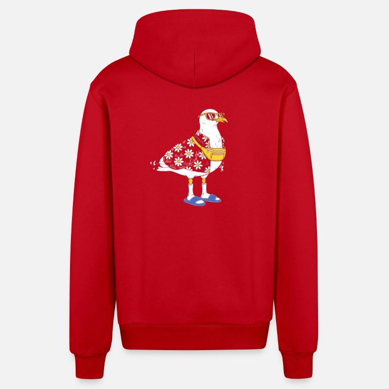 Gänseblümchen-Seemöwe im Sommerlook - Organic Relaxed Kapuzenjacke Made in EU - Rot