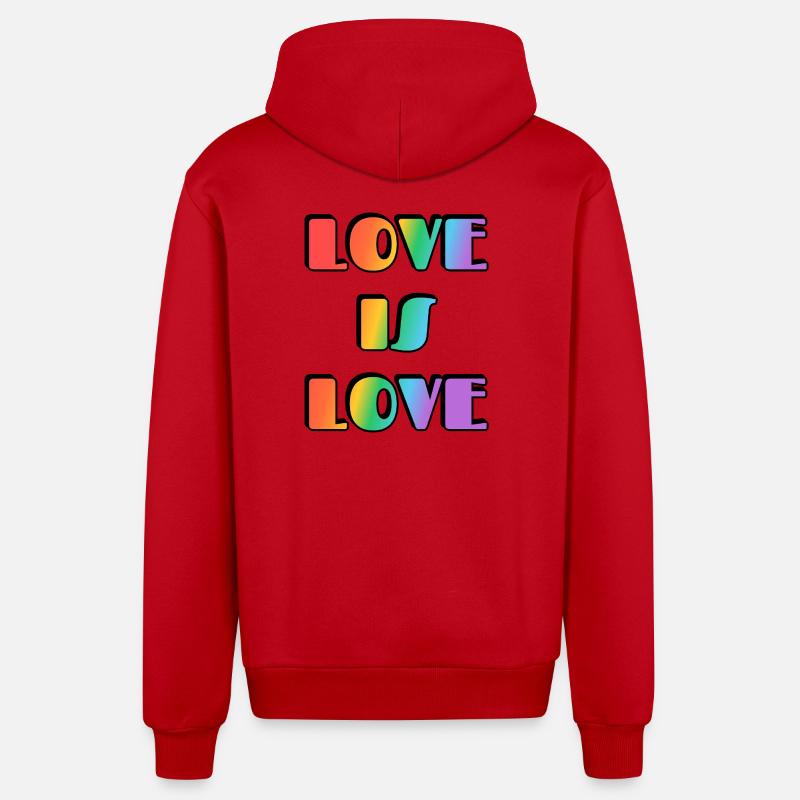 L’amour, c’est l’arc-en-ciel - Veste à capuche bio décontractée fabriquée en UE - rouge