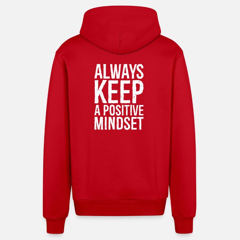 always keep a positive mindset - Veste à capuche bio décontractée fabriquée en UE - rouge
