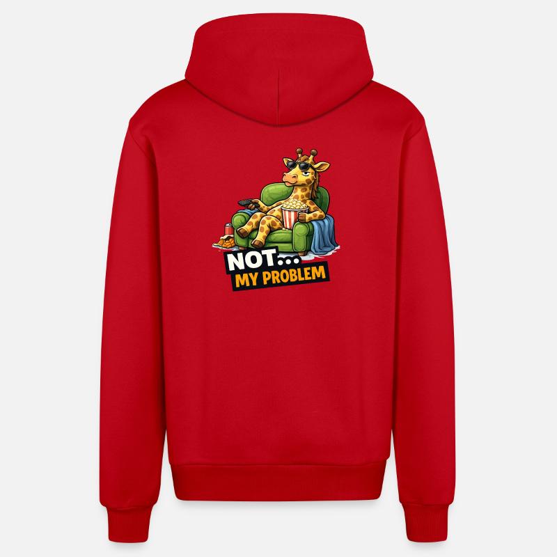 Not My Problem Giraffe Canapé Meme - Veste à capuche bio décontractée fabriquée en UE - rouge