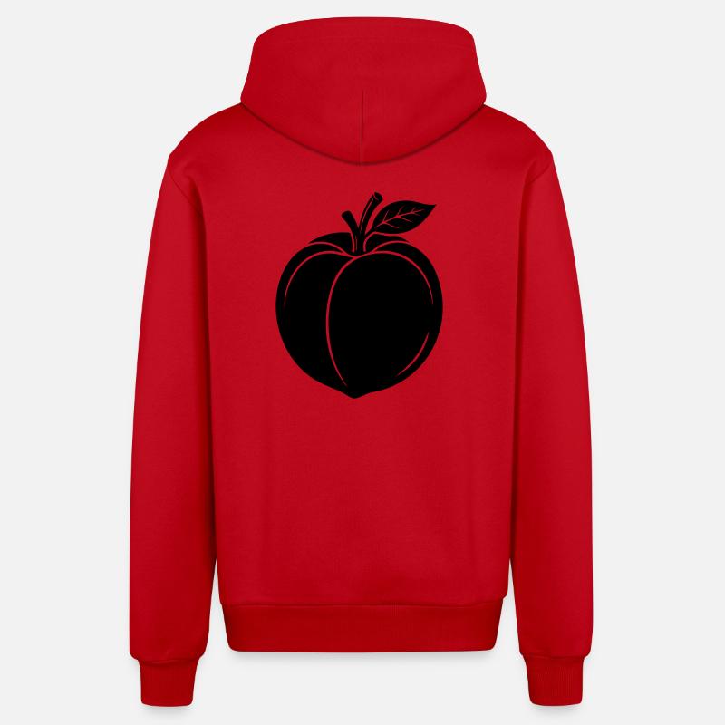 Silhouette du Fruit de la Pêche - Veste à capuche bio décontractée fabriquée en UE - rouge